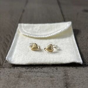 Gold Heart Teardrop Dangle Earrings With Pearl